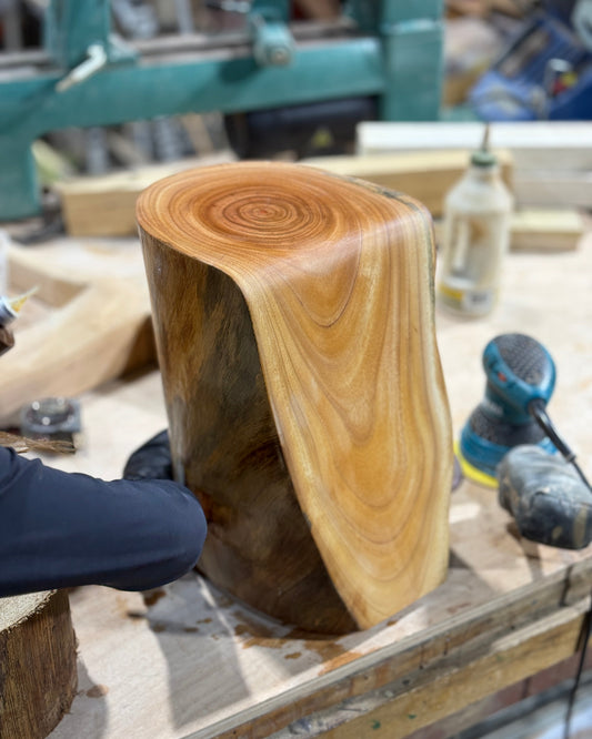 Tree stump stool workshop in Hong Kong at Timberbank – handmade solid wood stump stool