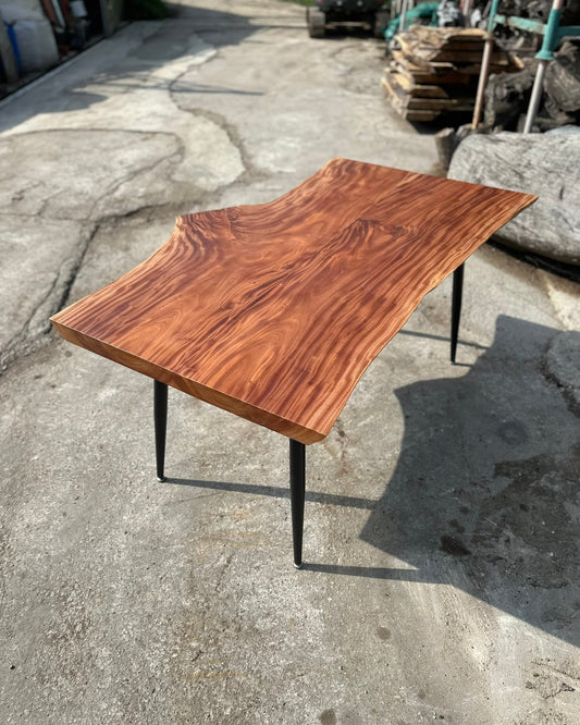 Estate African Mahogany live edge dining table reference

