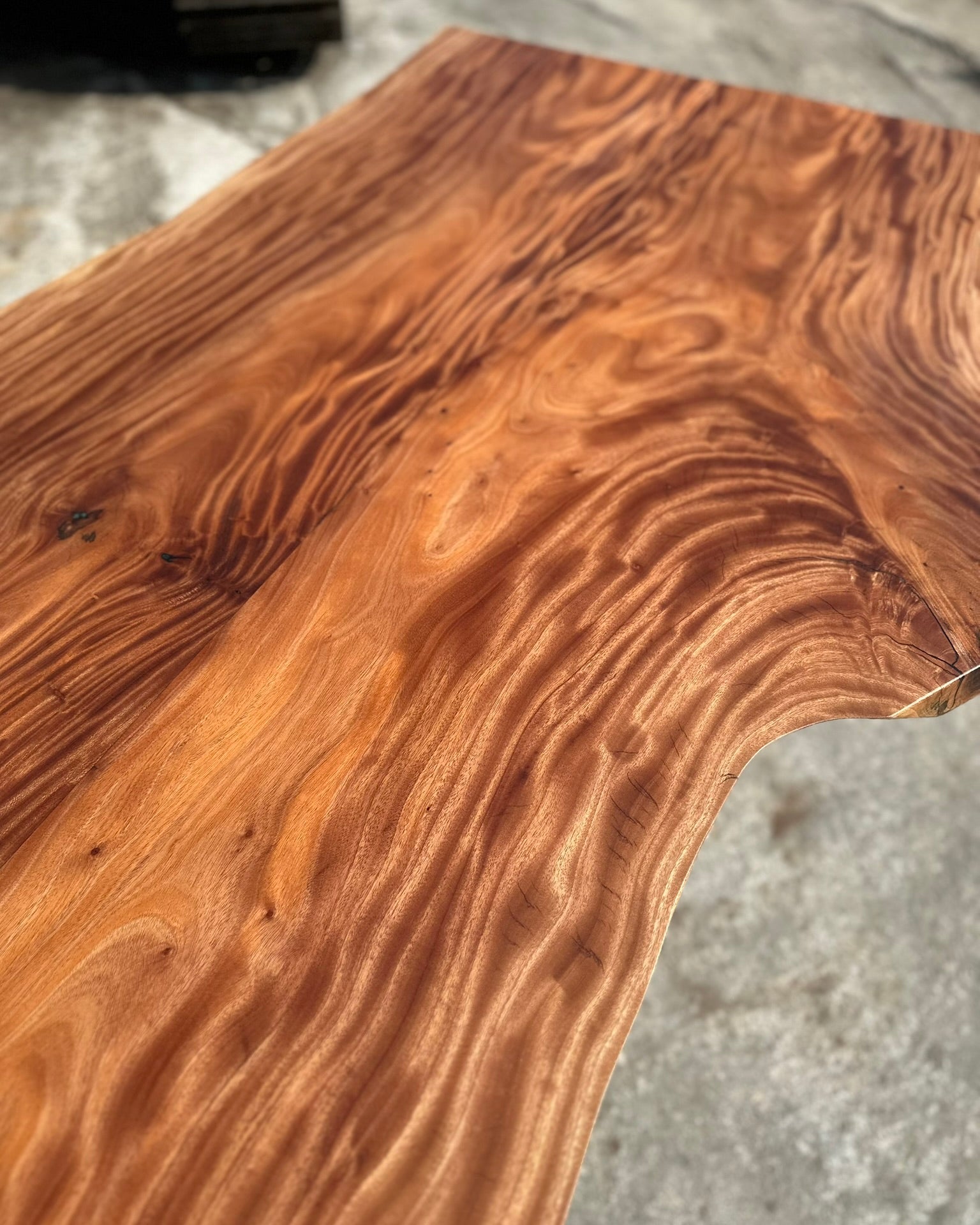 Estate African Mahogany live edge dining table reference
