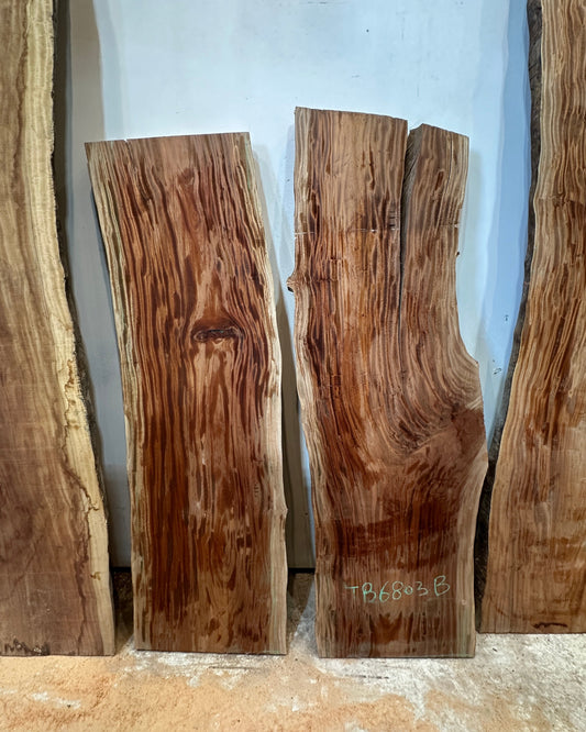 Signature African Mahogany premium live edge wood slab with distinctive natural grain