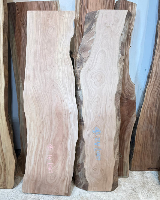 Signature African Mahogany premium live edge wood slab with distinctive natural grain
