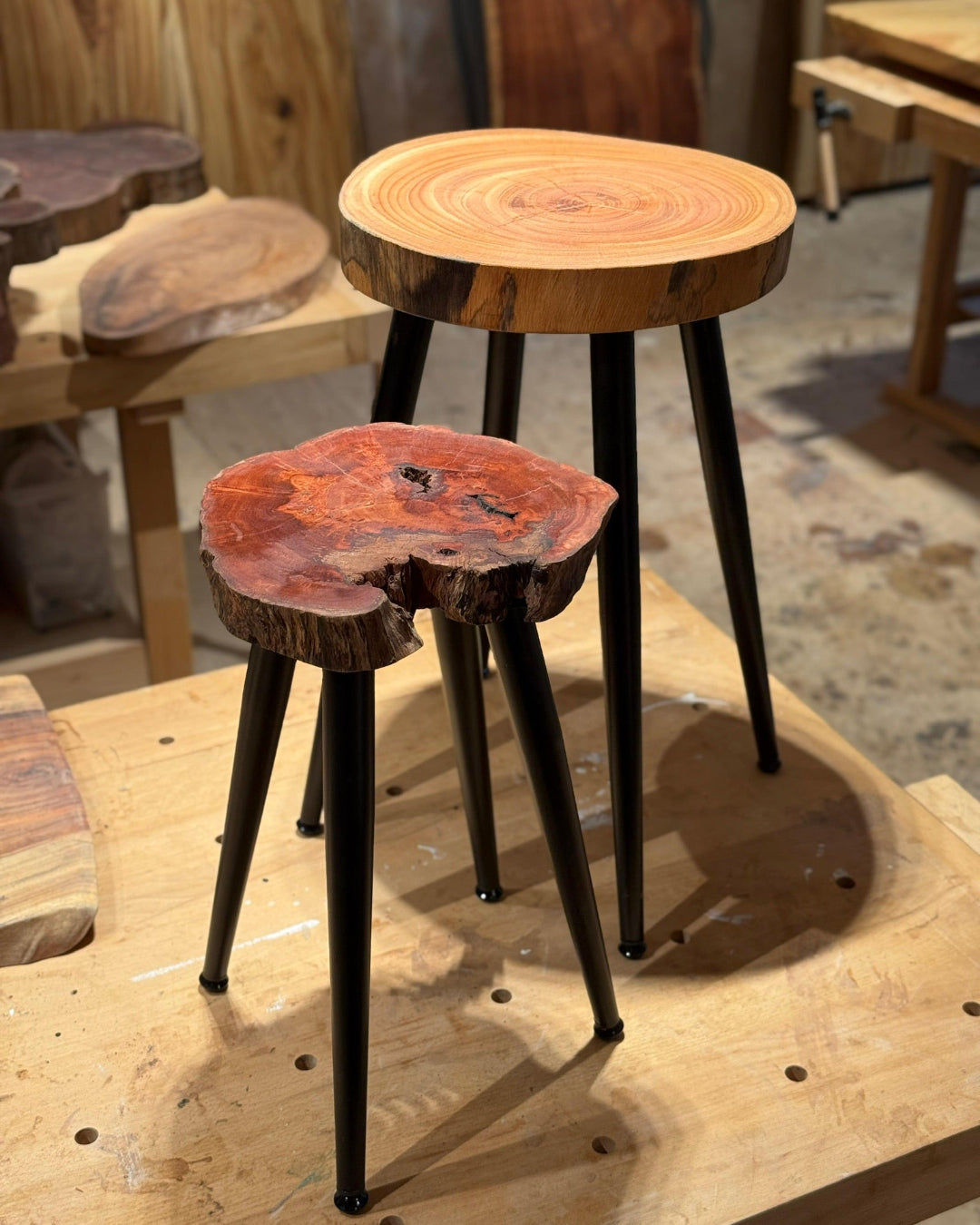 Solid wood round stool workshop in Hong Kong at Timberbank – DIY handmade furniture experience